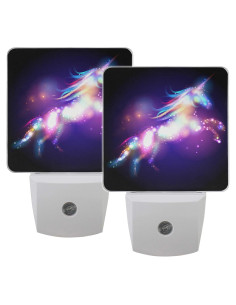 Conjunto de 2 Luces Nocturnas LED Unicornio Púrpura con Sensor
