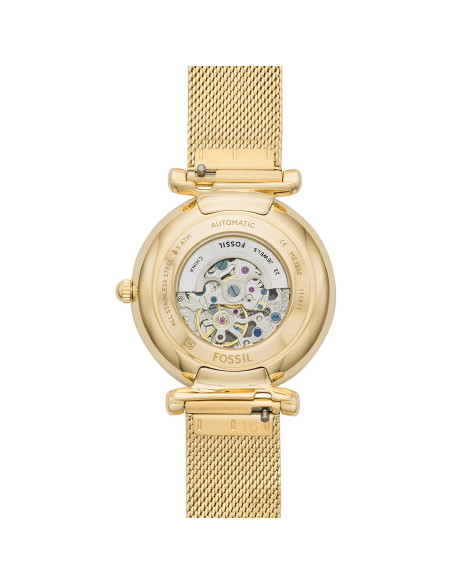 Reloj automático Fossil Carlie 35mm acero inoxidable dorado