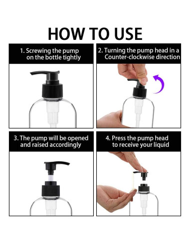 Botellas de Bomba de Plástico Vioetry 4 Paquetes 500ml