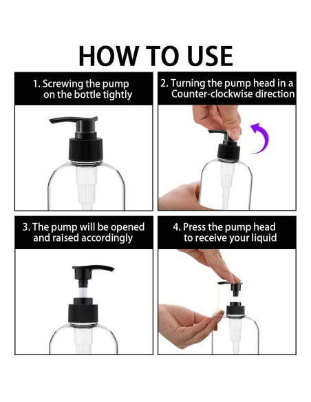 Botellas de Bomba de Plástico Vioetry 4 Paquetes 500ml