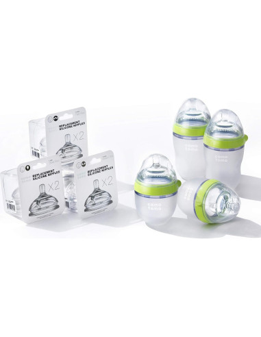 Biberones Comotomo Anti-Cólicos Verde - Juego de 7 Piezas