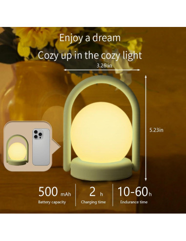 Lámpara Nocturna LED Vivilumens Verde Táctil Recargable 13cm