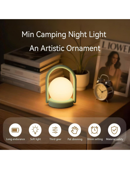 Lámpara Nocturna LED Vivilumens Verde Táctil Recargable 13cm