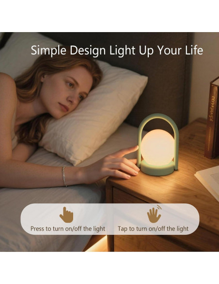 Lámpara Nocturna LED Vivilumens Verde Táctil Recargable 13cm