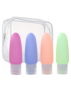 Botellas de Viaje Silicona 3oz AKTOO 4 Piezas A Prueba de Fugas