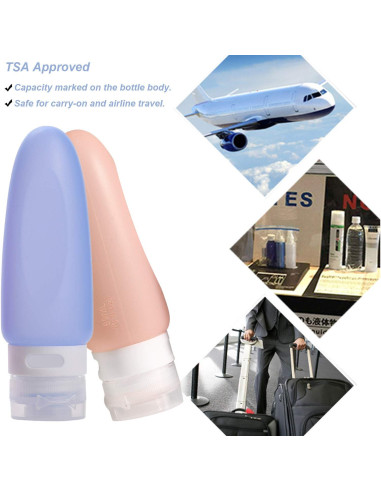 Botellas de Viaje Silicona 3oz AKTOO 4 Piezas A Prueba de Fugas