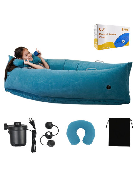 Silla Sensorial Inflable BMAG Peapod Azul 152.4 cm con Almohada