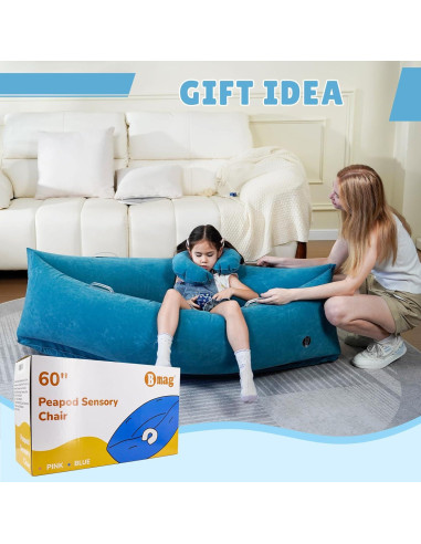 Silla Sensorial Inflable BMAG Peapod Azul 152.4 cm con Almohada