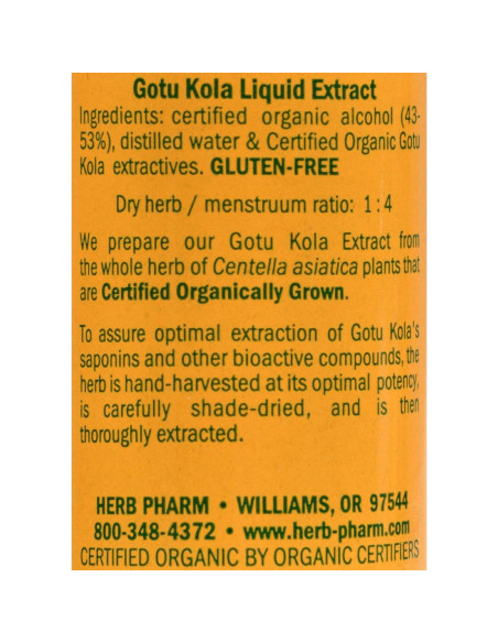 Extracto Líquido de Gotu Kola Orgánico Herb Pharm 30 ml
