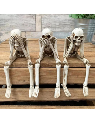 Conjunto de 3 Estatuas de Esqueletos OwMell - Decoración Gótica