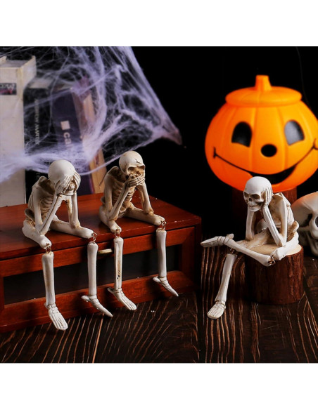 Conjunto de 3 Estatuas de Esqueletos OwMell - Decoración Gótica