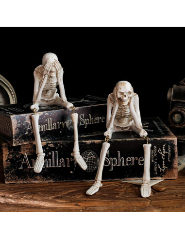 Conjunto de 3 Estatuas de Esqueletos OwMell - Decoración Gótica