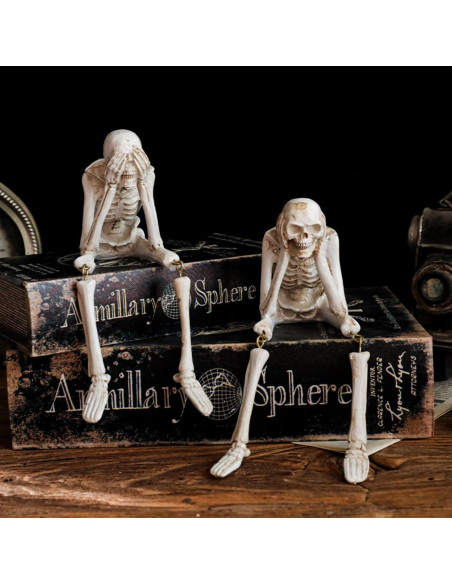 Conjunto de 3 Estatuas de Esqueletos OwMell - Decoración Gótica