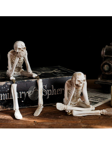 Conjunto de 3 Estatuas de Esqueletos OwMell - Decoración Gótica