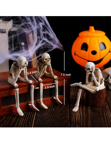 Conjunto de 3 Estatuas de Esqueletos OwMell - Decoración Gótica