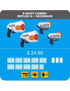 XSHOT Doble Retroceso y Reflex Blaster Combo ZURU 48 Dardos 2