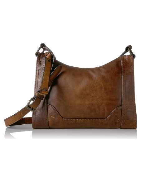 Bolso Cruzado Frye Melissa Zip de Cuero Marrón Oscuro