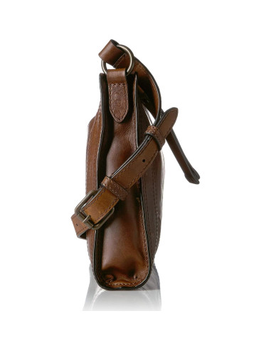 Bolso Cruzado Frye Melissa Zip de Cuero Marrón Oscuro