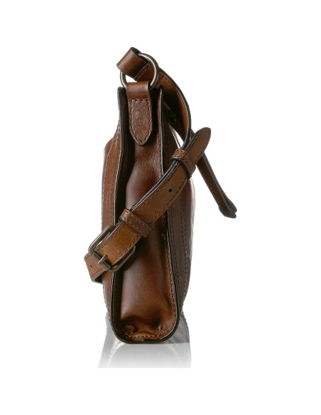 Bolso Cruzado Frye Melissa Zip de Cuero Marrón Oscuro