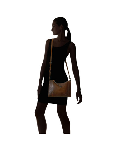 Bolso Cruzado Frye Melissa Zip de Cuero Marrón Oscuro