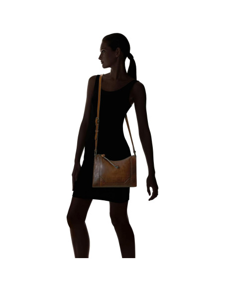 Bolso Cruzado Frye Melissa Zip de Cuero Marrón Oscuro