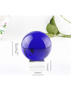 Esfera de Cristal K9 Azul 5 cm con Soporte para Decoración 2