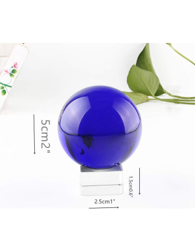 Esfera de Cristal K9 Azul 5 cm con Soporte para Decoración