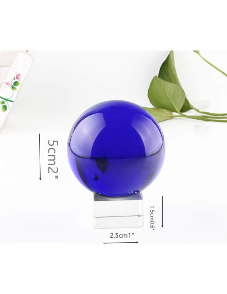 Esfera de Cristal K9 Azul 5 cm con Soporte para Decoración