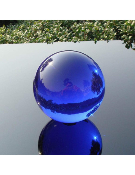 Esfera de Cristal K9 Azul 5 cm con Soporte para Decoración