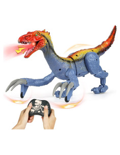 Dinosaurio Control Remoto RC Flybakiz Azul con Spray y Luz
