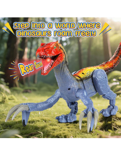 Dinosaurio Control Remoto RC Flybakiz Azul con Spray y Luz 2