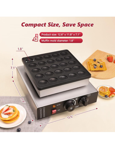 Mini Maker de Pancakes Holandeses LANUEVA 25 pcs Acero Inoxidable