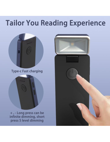 Luz de libro recargable Erkangsm EK_BKL24 LED 3 colores 5 brillos