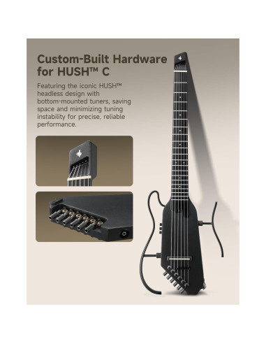 Guitarra Clásica Eléctrica Donner HUSH C Nylon - Ultra-Ligera