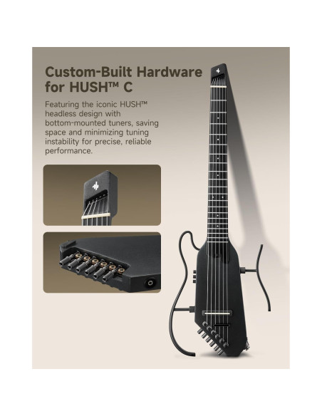 Guitarra Clásica Eléctrica Donner HUSH C Nylon - Ultra-Ligera