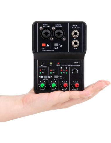 Interfaz de Audio USB TEYUN Q-12 con Alimentación Phantom 48V