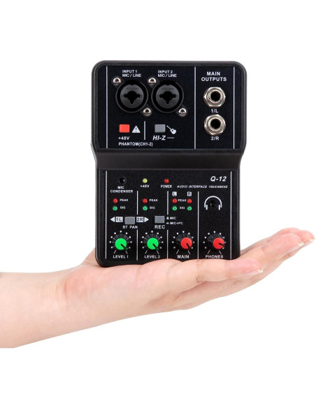 Interfaz de Audio USB TEYUN Q-12 con Alimentación Phantom 48V