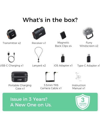 Micrófono Lavalier Inalámbrico YRF M15 con Estuche de Carga