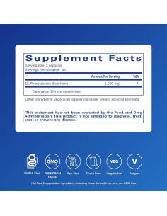 Suplemento DL-Fenilalanina Pure Encapsulations 90 Cápsulas 2