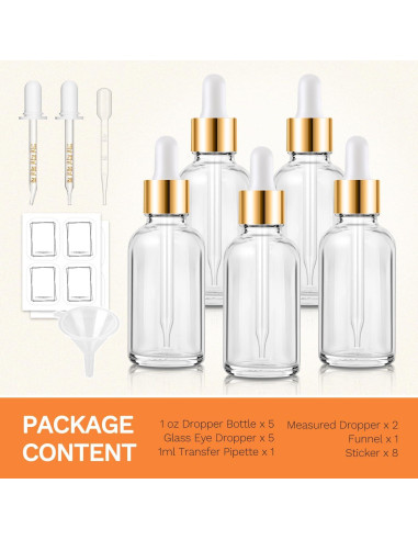 Bumobum Botellas de Goteo 30 ml - 5 Pcs Vidrio Reutilizable