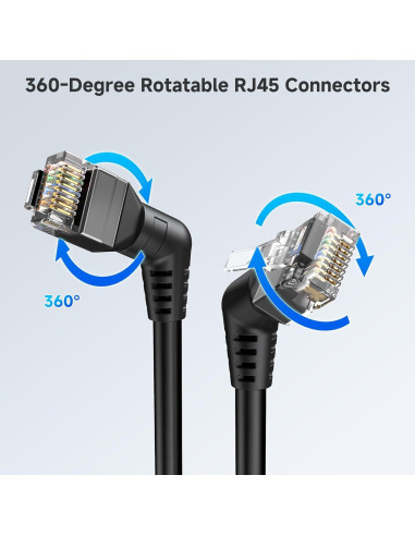 Cable Ethernet Cat 6 Rotatable 0.3m 10Gbps Cable Matters Negro