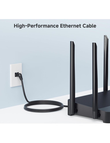 Cable Ethernet Cat 6 Rotatable 0.3m 10Gbps Cable Matters Negro