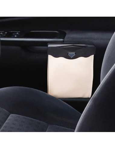 Bolsa de Basura para Auto BELOMI Beige, Cuero PU Impermeable