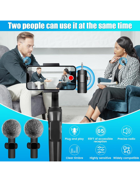 Micrófono Lavalier Inalámbrico DAGIRT 4 en 1 para iPhone/Android/PC