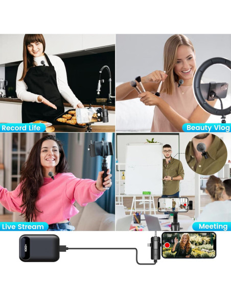 Micrófono Lavalier Inalámbrico DAGIRT 4 en 1 para iPhone/Android/PC