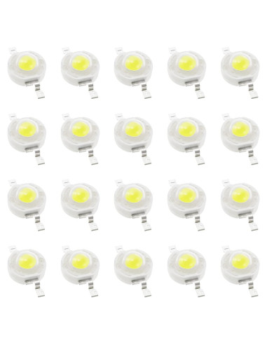 100 Chips LED de Alta Potencia eMagTech 1W Blanco 6500K