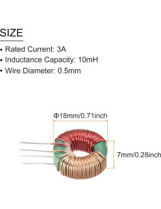 Bobina de Núcleo Toroidal Inductancia 10mH 3A Cobre - 5 Pcs 2