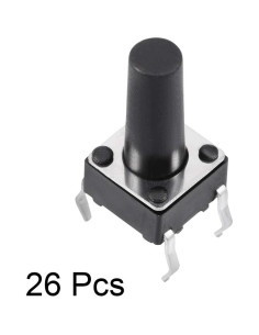 Interruptor Táctil Momentáneo uxcell 6x6x12mm 26PCS 2
