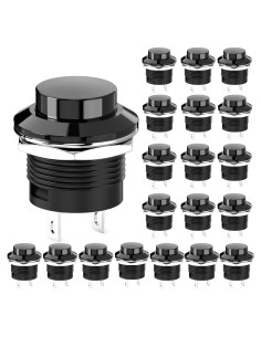 Interruptor de Botón Pulsador DIYhz 20 Unidades Tapa Negra