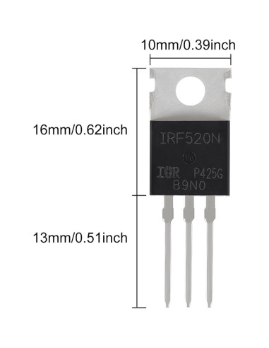 12 Transistores MOSFET IRF520N 9.7A 100V para Electrónica